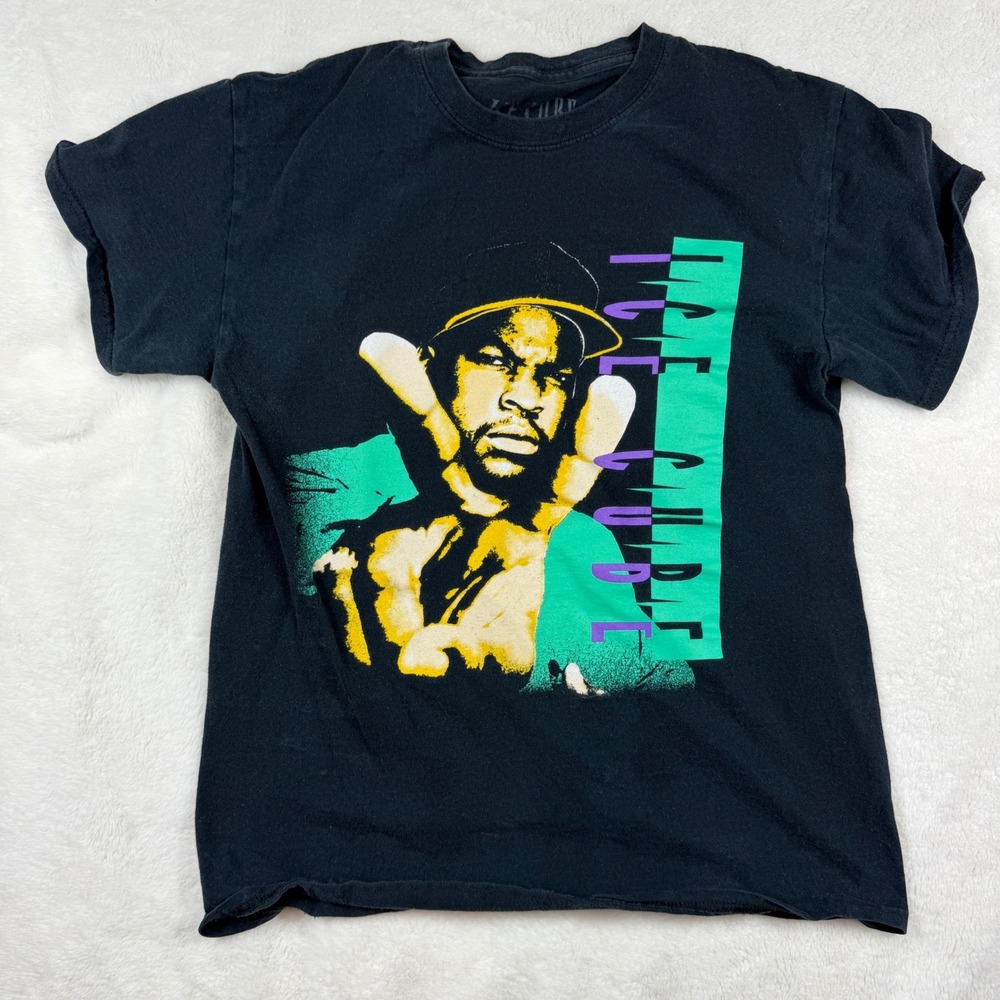 Ice Cube Graphic T-Shirt Mens Medium Black Short Sleeve Hip Hop Rap Tee Cotton